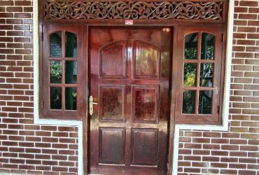 Private: Jackwood(කොස්)  door attached 2 windows with Frame,Grills,Lock